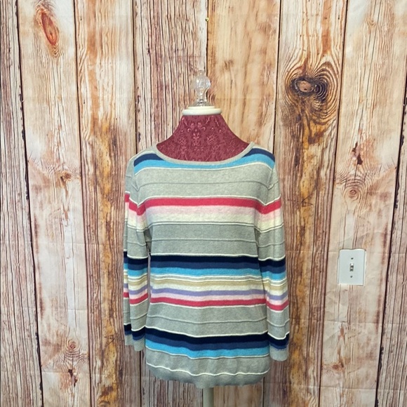 Chaps Women's XL‎ Multicolor Striped Crew Neck Sweater - Picture 1 of 7